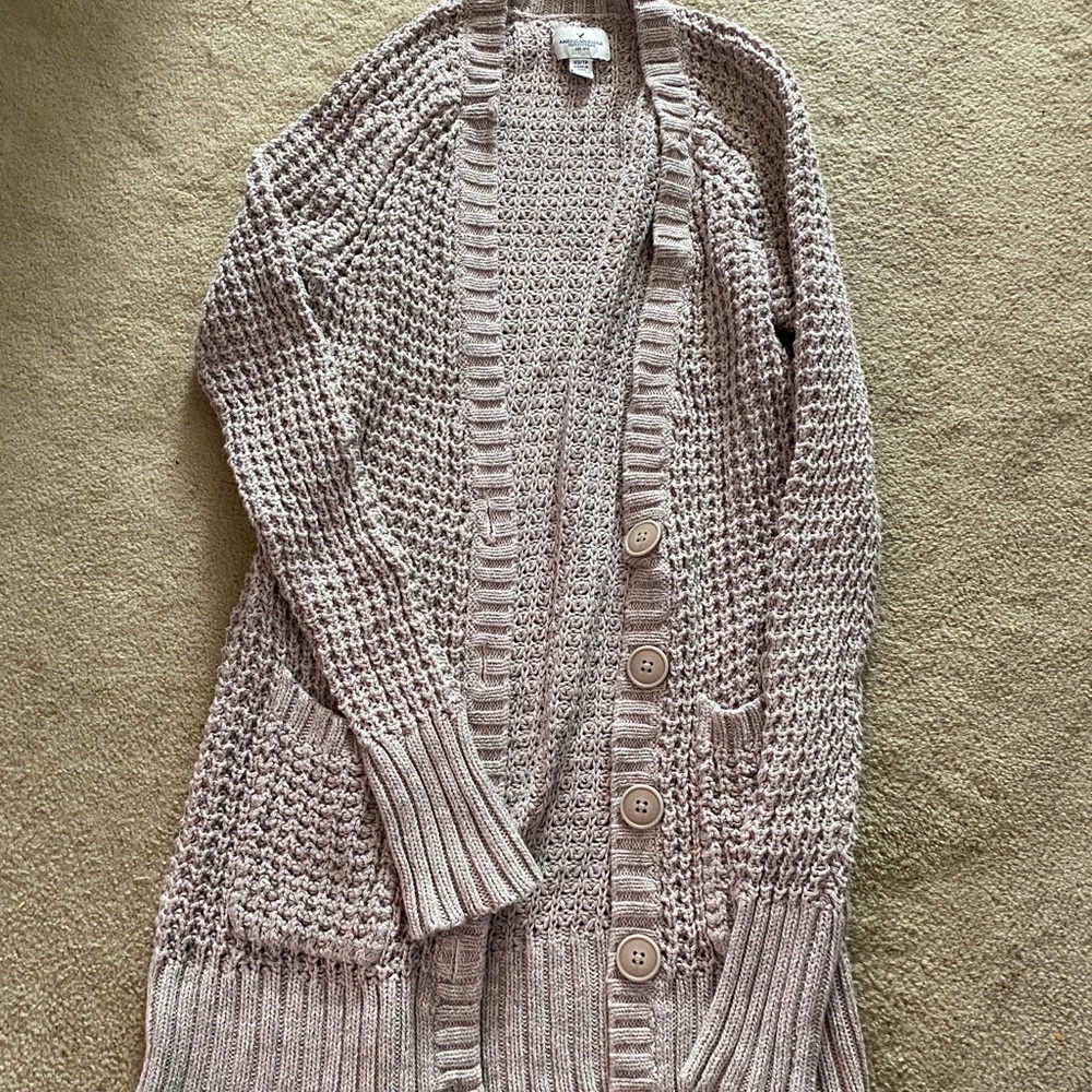 cream cardigan
